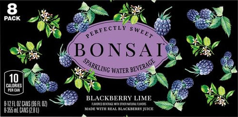 Bonsai 12 oz 8 pack Blackberry Lime Sweetened Sparkling Water, fl cans