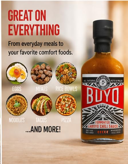 (8.8 oz Pili Hunters - Buyo, Fermented Chili Hot Sauce bottle) Gourmet Whole Food Ingredients, No Preservatives, Gluten
