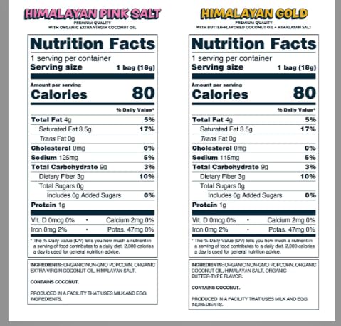 Generic Pack, 28 ct./0.65 oz. Himalayan Pink Salt Organic Popcorn, Variety Himalayan Pink, Himalayan Gold