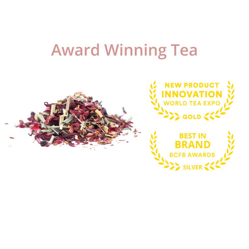 40+ (3.2oz) JusTea LITTLE BERRY HIBISCUS | Loose Leaf Herbal Tea | Tin with Hand Carved Tea Spoon | Cups | Caffeine