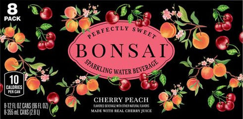 Bonsai 12 oz 8 pack Cherry Peach Sweetened Sparkling Water, fl cans
