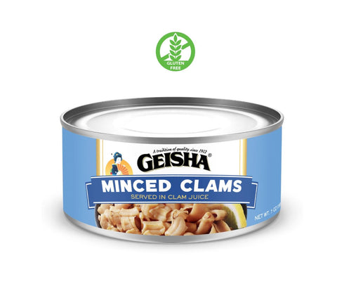 7oz (Pack 12) GEISHA Minced Clams (Razor Clams) in Clam Juice of | Zero Sat Fat & Trans Fat Wild Caught Good for Clam