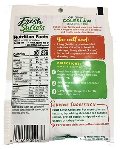 1.87 (Pack 18) Concord Foods Coleslaw Mix, Ounce
