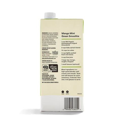 365 32 Oz (Pack 3) by Whole Foods Market, Organic Unsweetened Almond Milk, Fl