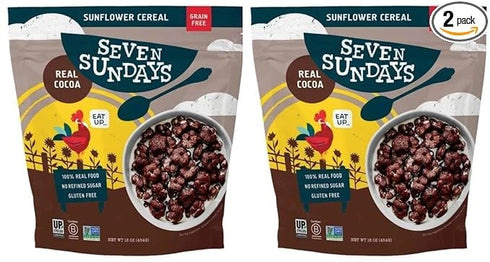 Generic 16 oz (Pack 2) Seven Sundays Sunflower Cereal, Real Cocoa Flavor, Grain Free & Gluten Free Breakfast Cereal