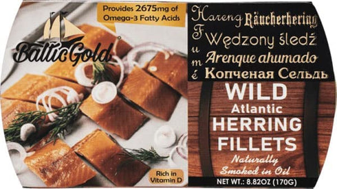 Baltic Gold Naturally Smoked Wild Atlantic Herring in Oil- 8.82 oz (170g)
