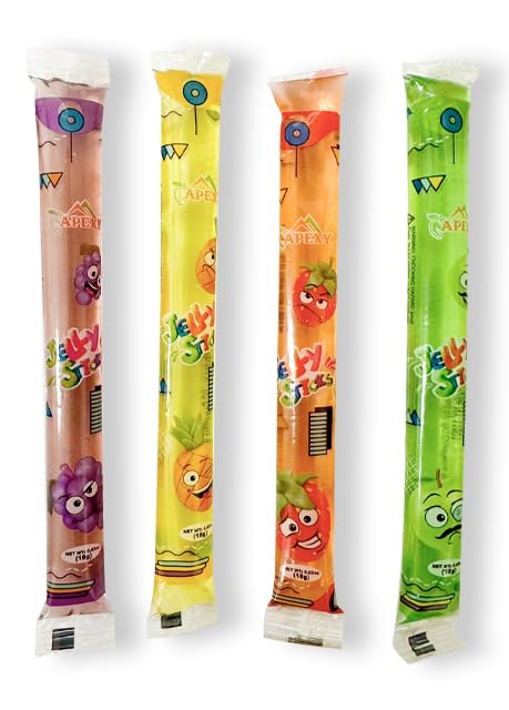 APEXY 15.23oz (432g) Jelly Straws, Fruit Jelly Filled Strips, Assorted Fruit Jelly Sticks