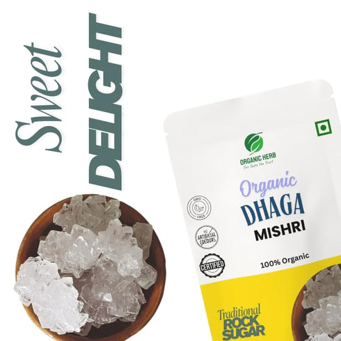 Generic 100% (400g) Organic Herb Dhaga Mishri | Natural Rock Sugar Crystals on Thread | Ayurvedic Sweetener |