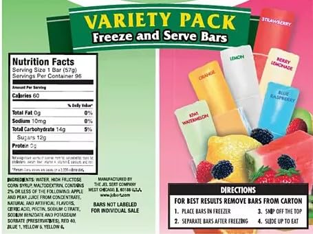 Generic 2oz (90-Pack) Assorted Italian Ice Flavors, Fat-Free & Gluten-Free, Freezer Popsicles
