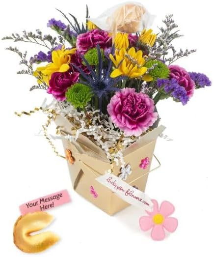 The Crown Fresh Cut Live Flowers Arranged in a Takeout Container with