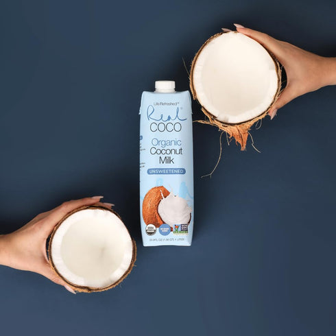 (6-Pack 1L), Real Coco Organic Original Coconut Milk Beverage USDA Organic, No-Added Sugar, Plant Based, Dairy & Soy