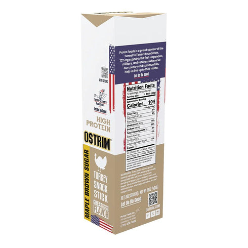 Pack 20 (10 Ostrim Turkey Meat Snack Sticks - Maple Brown Sugar & Applewood - of of each flavor)