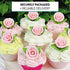 12 Count Global Sugar Art Premium Wedding Rose Edible Sugar Cake & Cupcake Flowers, Pink, with Leaves by Chef Alan