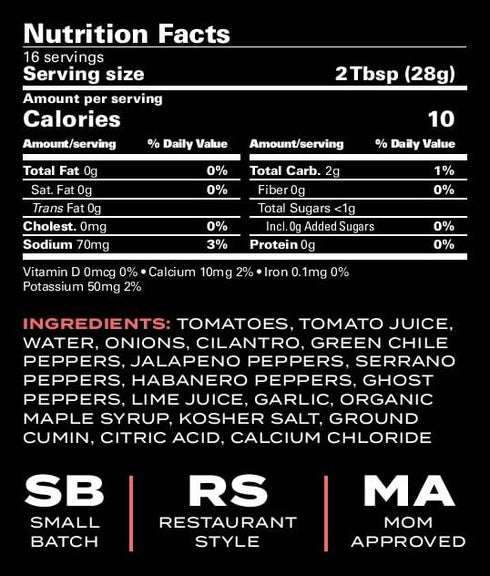 16 oz Sixth Day Snacks Ghost Pepper Xtra Hot Salsa | Intense Heat with Real Flavor | Small Batch, Clean Ingredients |