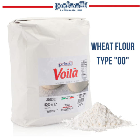 Bleached(5 11 lbs Voila, Table and Dusting Flour, Soft Wheat, Pizza, Baking, Pasta, Italy, Spolvero, All Natural, Non