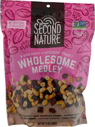 14 oz Second Nature Wholesome Medley Trail Mix - Healthy Nuts Snacks Blend - Resealable Pouch