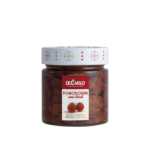 De Carlo. Semi-dried "Sun-Kissed" Cherry Tomatoes in Extra Virgin Olive Oil. 190g