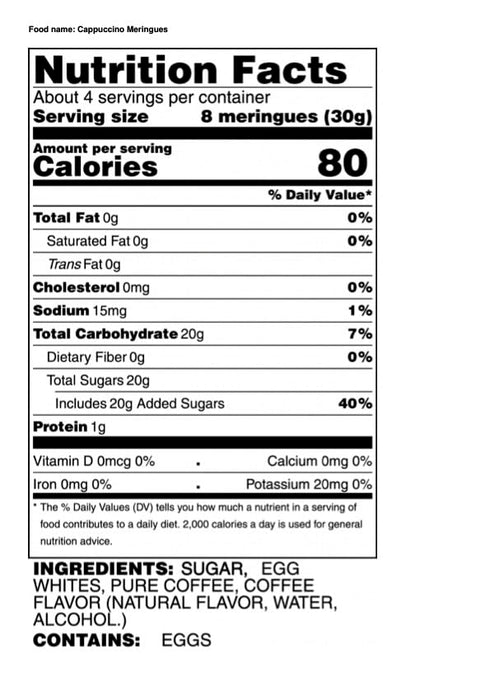 Krunchy Melts Original Meringue Cookies | Cappuccino Flavor | 80 Calories Per Serving | Fat Free, Gluten Free, Dairy