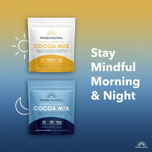40 3mg, Mindful Evening Sugar Free Cocoa Mix Natural Sleep Aid, Servings, Melatonin L-Theanine, GABA Supplements