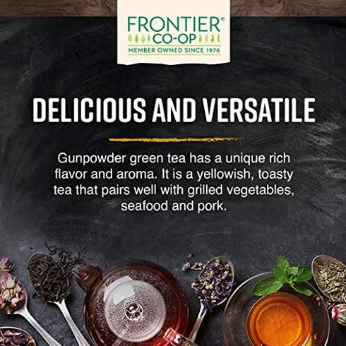 1-Pound Frontier Co-op Organic Gunpowder Green Tea Leaves, Bulk, Smokey Green Tea, Maintains Freshness, Kosher, Fair