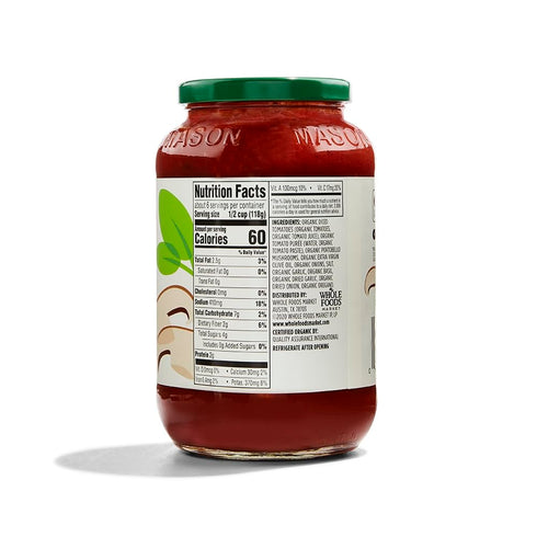 365 by Whole Foods Market 25 , Organic Portobello Mushroom Pasta Sauce, Ounce