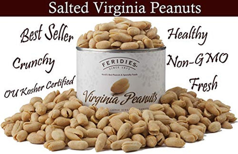 36 Oz FERIDIES Extra Large Gourmet Virginia Salted Peanuts, Cooked in Pure Peanut Oil, No Preservatives, Non-Gmo
