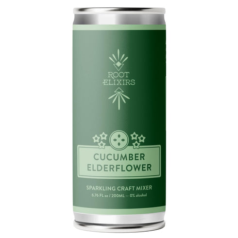 Root Elixirs Cucumber Elderflower Sparkling Cocktail Mixer, Zero-Proof Mocktail Mixer, Real Citrus
