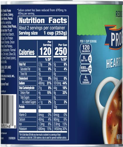 19 oz. Progresso Reduced Sodium, Hearty Minestrone Soup Canned Soup, Gluten Free