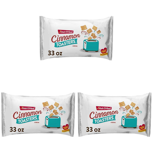 Malt-O-Meal Cinnamon Toasters Breakfast Cereal, Oven-Puffed Cinnamon Cereal Squares, Large Cereal for
