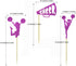 Morndew 24 PCS Purple Glitter Cheerleader Dance Horn Cupcake Toppers for Birthday Party Decorations