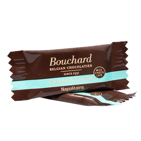 (5.29 OZ 150g) (Pack 4) Bouchard Belgian Milk Chocolate with Caramel & Sea Salt /