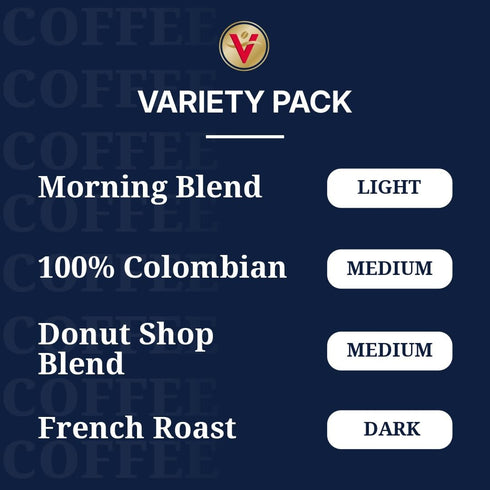 Pack 100% 96 Count, Victor Allen's Coffee Variety (Morning Blend, Colombian, Donut Shop Blend, and French Roast)