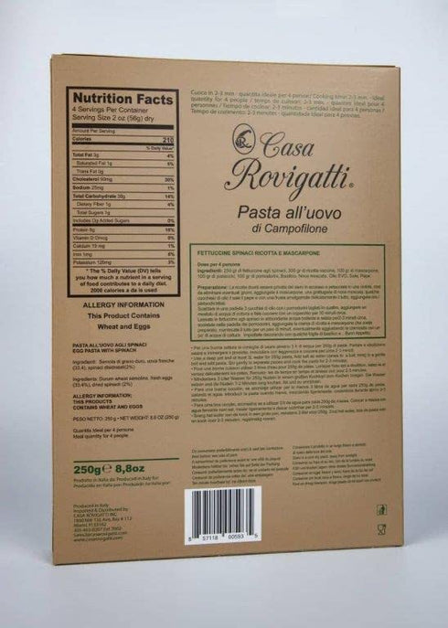 (Pack 4) 8.8 250 Fettuccine With Spinach of - Italian Fettuccine Pasta Agli Spinaci From the region of Di Campofilone