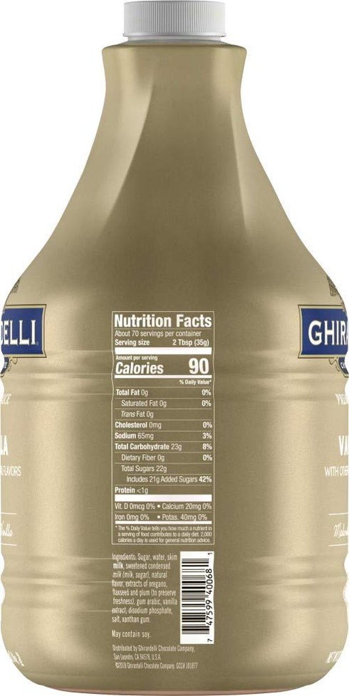 89.9 Ghirardelli Vanilla Sauce Pump Bottle, Ounce