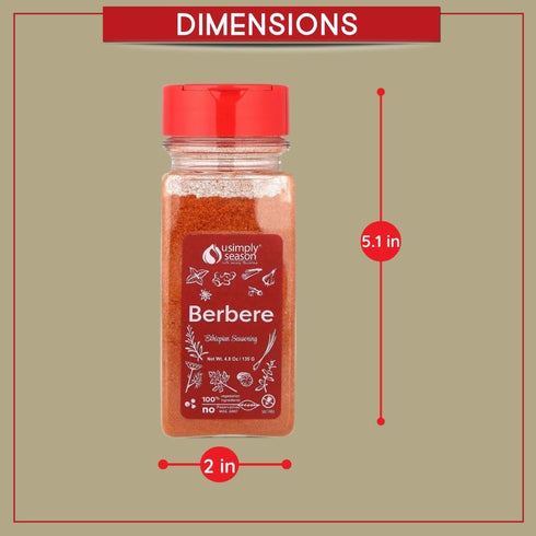 4.8oz USimplySeason Berbere Spice, - Ethiopian Inspired Blend for Hearty Stews & Meats - Vegan, Non-GMO, Crafted in USA