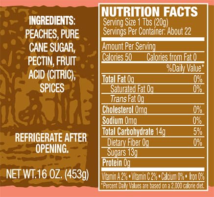 16oz (Pack 6) Dillman Farm All Natural Peach Butter - Gluten-Free, Non-GMO, Vegan, Kosher, Eco-Friendly, Preservative