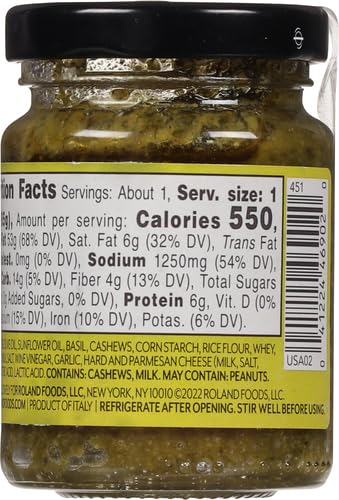 3-Ounce (Pack 2) Roland Foods Basil Pesto with Olive Oil, Specialty Imported Food, Bottle