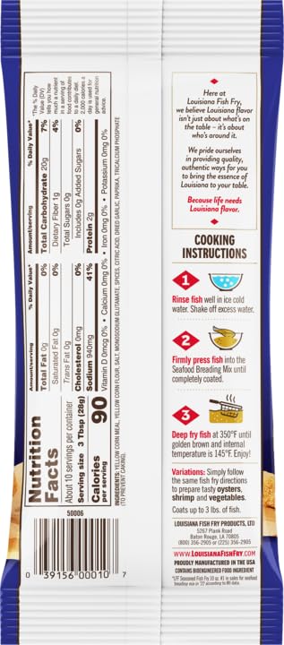 Louisiana Fish Fry Seasoned Crispy Fish Fry Seafood Breading - Perfect for Fish, Shrimp, or Oysters