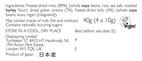 Clearspring Instant Miso Soup, Mellow White with Tofu, 40g