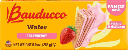 Bauducco Strawberry Wafers, Crispy Wafer Cookies with 3 Layers of Strawberry Flavored Cream, 9.0 oz (Pack of 1)