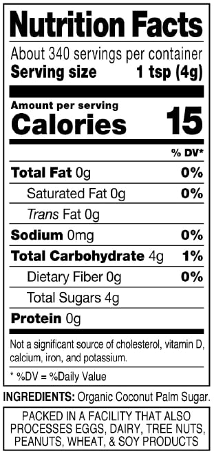 3 Lb. (Pack 1), MADHAVA Organic Coconut Sugar Bag of Natural Sweetener, Sugar Alternative, Unrefined, Sugar for Coffee
