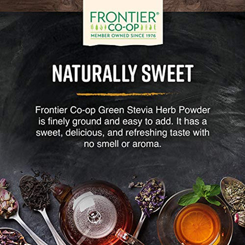 1lb 100% Frontier Co-op Stevia Herb Powder, Bulk Bag, Certified Organic | Pure Stevia Powder | Ideal for Baking