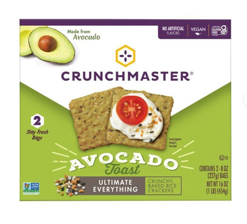 Crunchmaster Avocado Toast Crackers, Ultimate Everything, Baked Rice, Vegan, Gluten Free, 16