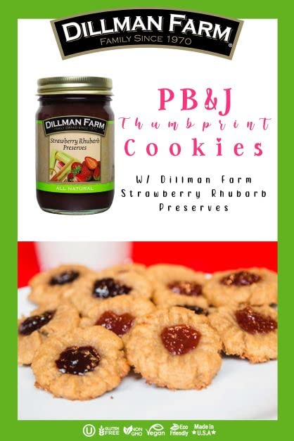 16oz (Pack 6) Dillman Farm All Natural Strawberry Rhubarb Preserves - Gluten-Free, Non-GMO, Vegan, Kosher, Preservative