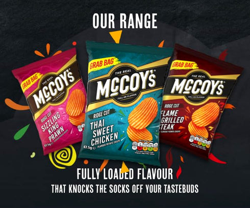 McCoys 6 25g McCoy's Flame Grilled Steak Flavour Ridge Cut Potato Crisps, x