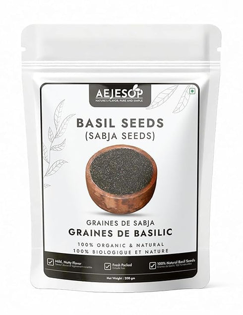 Aejesop Organic Basil Seeds, Sabja Seeds, 7oz (200g)