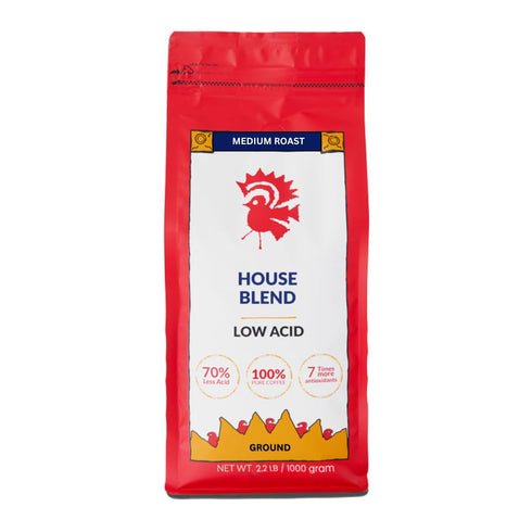 2.2 LB Puroast Low Acid Coffee Ground | House Blend Ground | Medium Roast | High Antioxidants & High pH |No Bitter