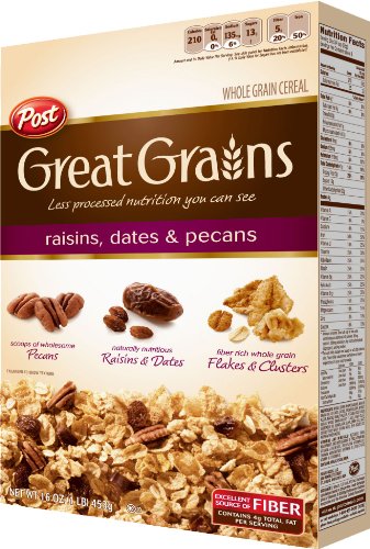 Great Grains 16-Ounce (Pack 7) Post Selects Raisin, Date & Pecan Cereal, Box