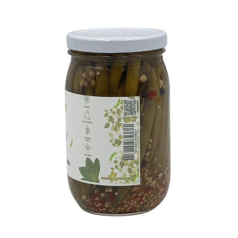 -17 Oz The Spicy Beans | Pickled Green Beans - Bold, Zesty & Fiery Crunchy Snack or Cocktail Garnish Garlic Chili