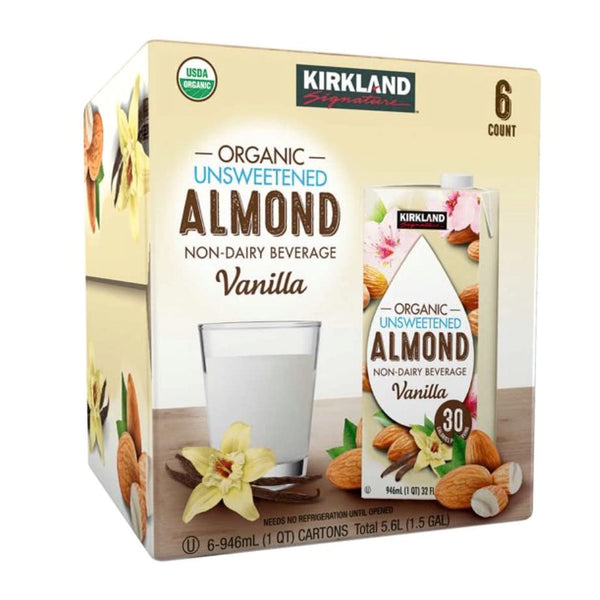KIRKLAND Signature Organic Almond Unswtd Beverage, 31.9 Fl Oz (Pack of 6)